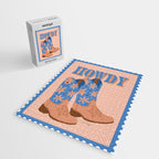 Howdy Cowgirl - Blue & Peach Jigsaw Puzzle Gallery Image 2