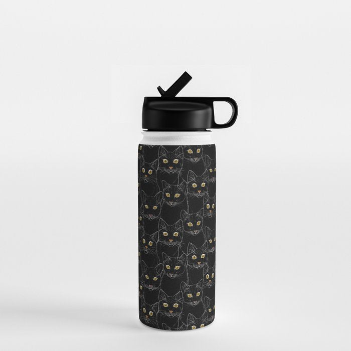 Black Cat Portraits Water Bottle Gallery Image 1