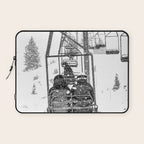 Snow Lift // Ski Chair Lift Colorado Mountains Black and White Snowboarding Vibes Photography Laptop Sleeve Gallery Image 1