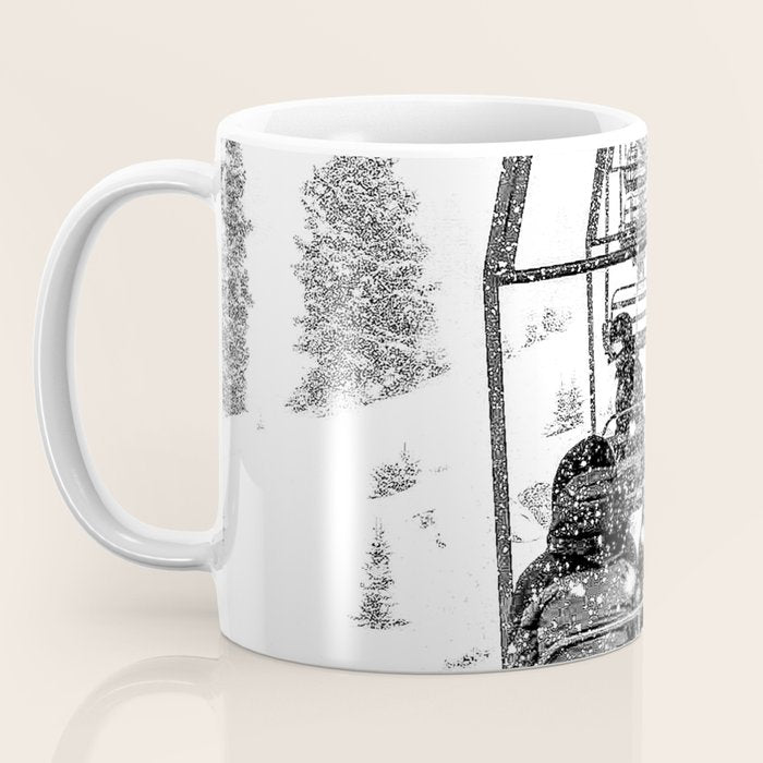 Snow Lift // Ski Chair Lift Colorado Mountains Black and White Snowboarding Vibes Photography Coffee Mug Gallery Image 3