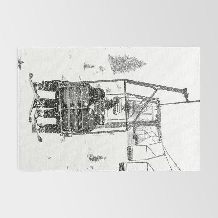 Snow Lift // Ski Chair Lift Colorado Mountains Black and White Snowboarding Vibes Photography Rug Gallery Image 2