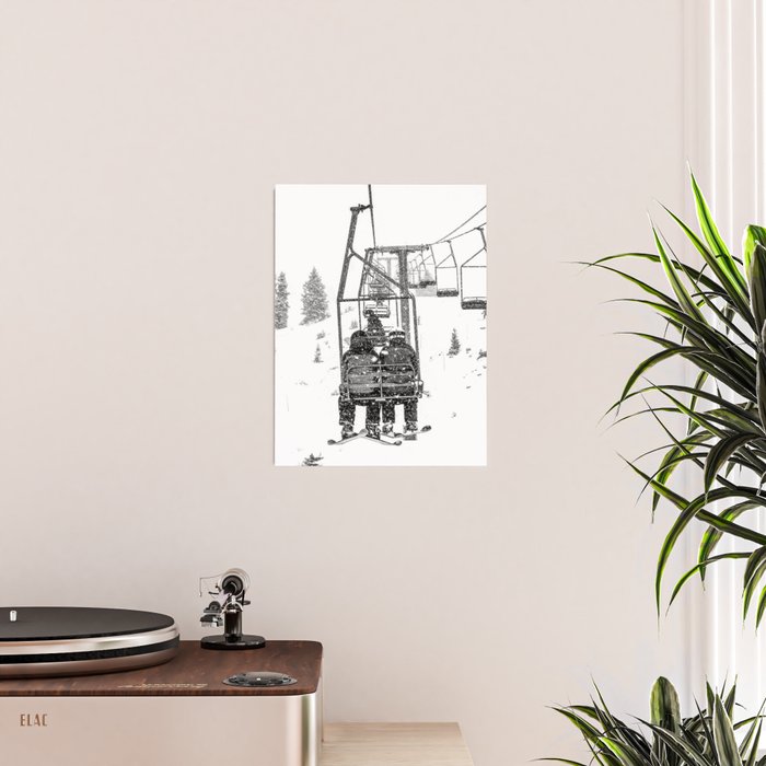Snow Lift // Ski Chair Lift Colorado Mountains Black and White Snowboarding Vibes Photography Poster Gallery Image 2