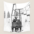 Snow Lift // Ski Chair Lift Colorado Mountains Black and White Snowboarding Vibes Photography Wall Tapestry Gallery Image 4