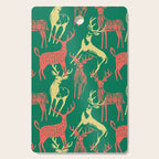 Green christmas reindeer animal pattern Cutting Board Gallery Image 1