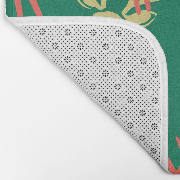 Green christmas reindeer animal pattern Bath Mat Gallery Image 2