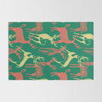 Green christmas reindeer animal pattern Rug Gallery Image 2