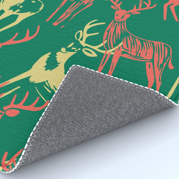 Green christmas reindeer animal pattern Rug Gallery Image 4