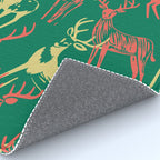 Green christmas reindeer animal pattern Rug Gallery Image 4