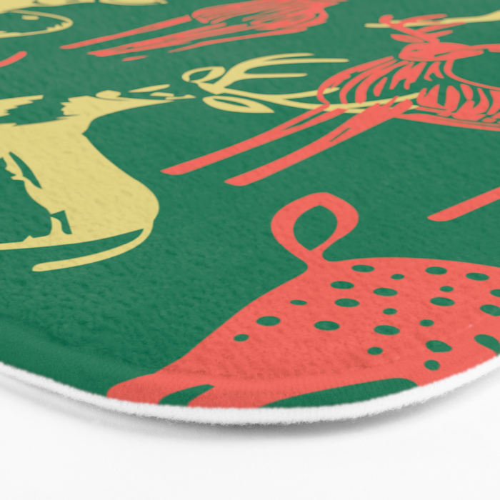 Green christmas reindeer animal pattern Bath Mat Gallery Image 3