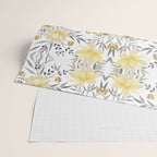 Modern, Floral Prints, Yellow, Gray and White Wrapping Paper Gallery Image 2