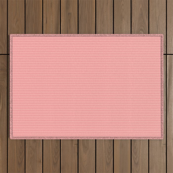 Cozy Blush Pink Ultra Fine Pastel Stripe Pattern  Outdoor Rug Gallery Image 1