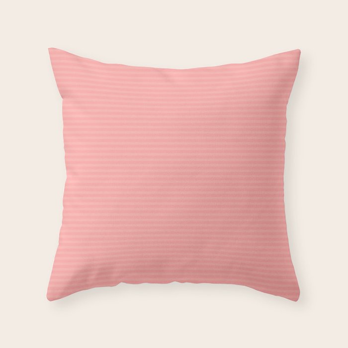 Cozy Blush Pink Ultra Fine Pastel Stripe Pattern  Throw Pillow Gallery Image 1