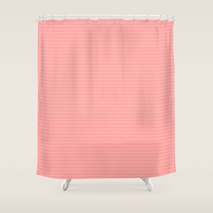 Cozy Blush Pink Ultra Fine Pastel Stripe Pattern  Shower Curtain Gallery Image 1