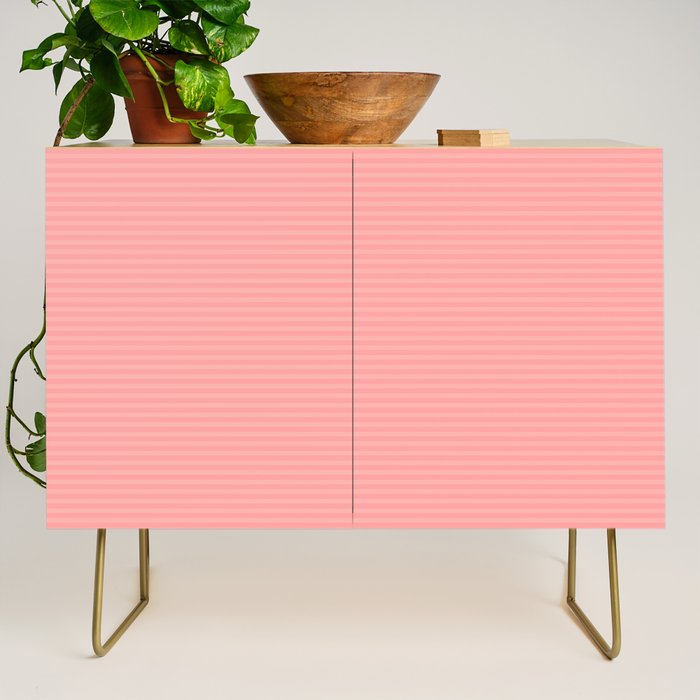 Cozy Blush Pink Ultra Fine Pastel Stripe Pattern  Credenza Gallery Image 1