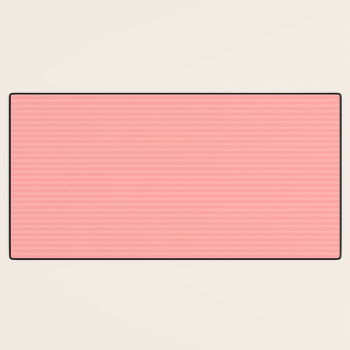 Cozy Blush Pink Ultra Fine Pastel Stripe Pattern  Desk Mat Gallery Image 3