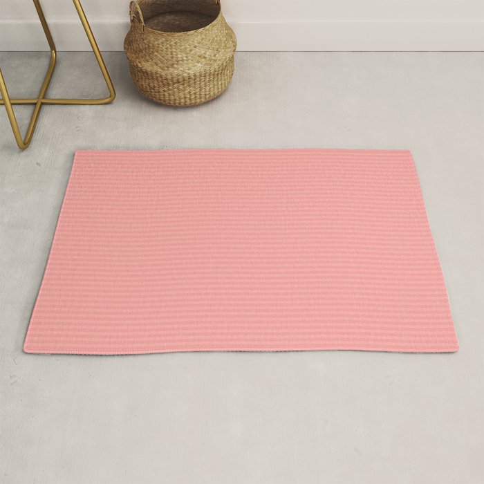 Cozy Blush Pink Ultra Fine Pastel Stripe Pattern  Rug Gallery Image 1
