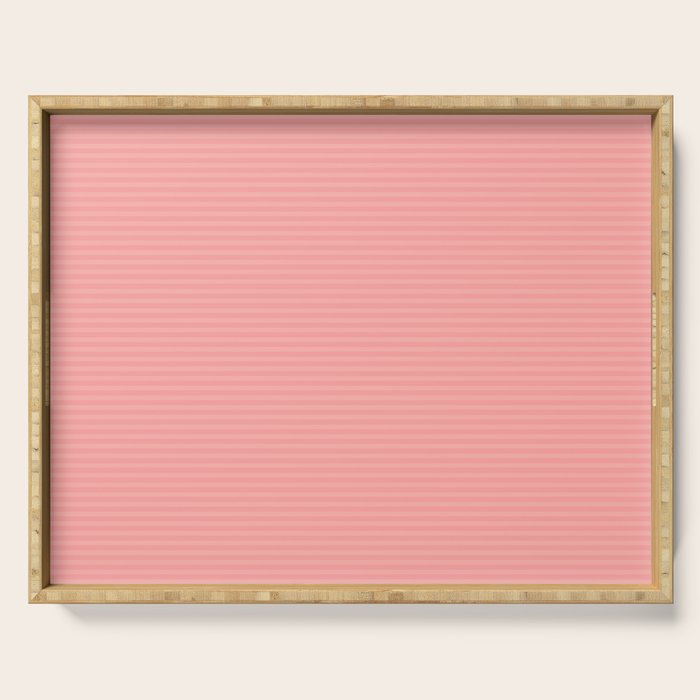 Cozy Blush Pink Ultra Fine Pastel Stripe Pattern  Serving Tray Gallery Image 1
