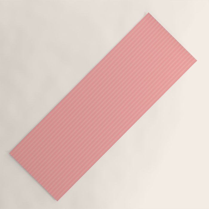 Cozy Blush Pink Ultra Fine Pastel Stripe Pattern  Yoga Mat Gallery Image 1