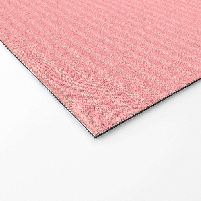 Cozy Blush Pink Ultra Fine Pastel Stripe Pattern  Welcome Mat Gallery Image 2