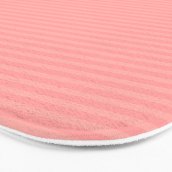 Cozy Blush Pink Ultra Fine Pastel Stripe Pattern  Bath Mat Gallery Image 3