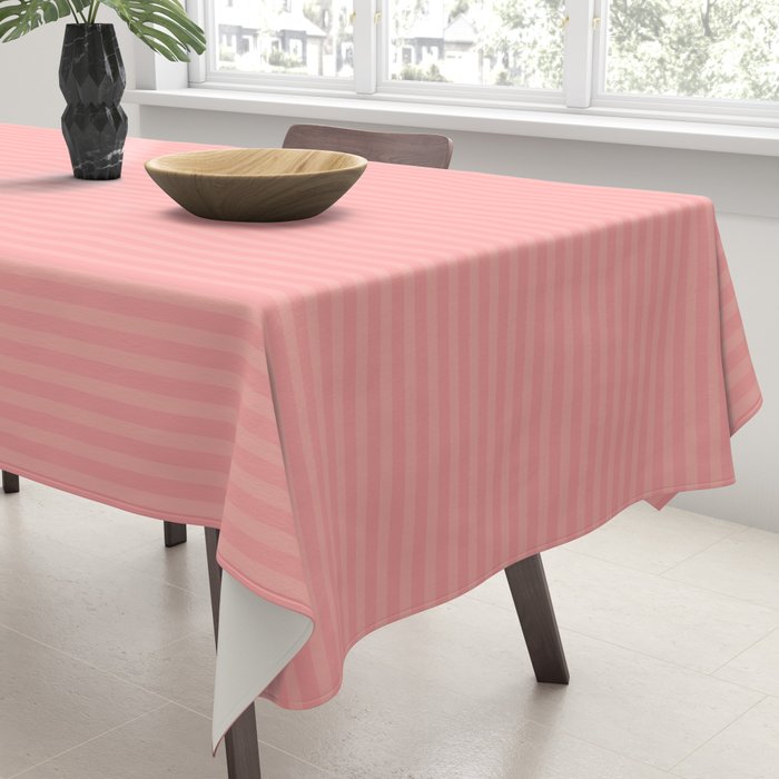 Cozy Blush Pink Ultra Fine Pastel Stripe Pattern  Tablecloth Gallery Image 3