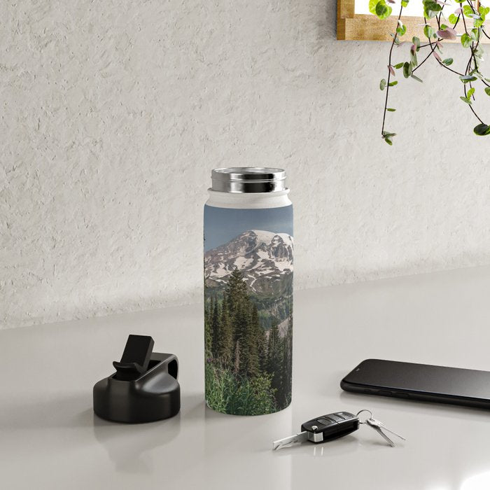 Mount Rainier Wanderlust II - Pacific Northwest Mountain Adventure Water Bottle Gallery Image 4