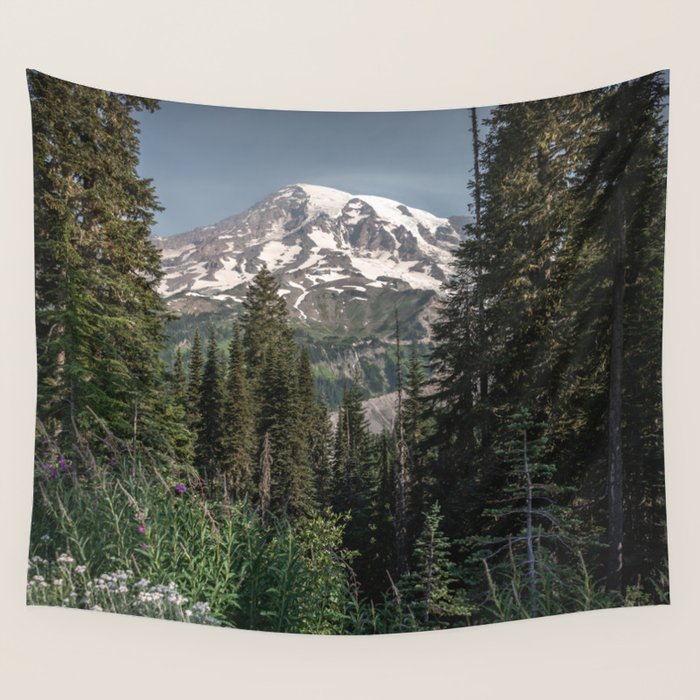 Mount Rainier Wanderlust II - Pacific Northwest Mountain Adventure Wall Tapestry Gallery Image 4