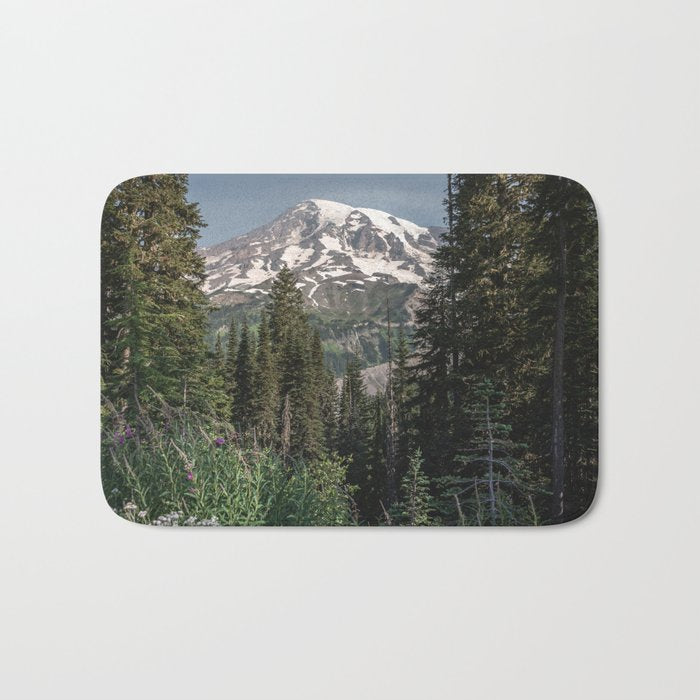Mount Rainier Wanderlust II - Pacific Northwest Mountain Adventure Bath Mat Gallery Image 1