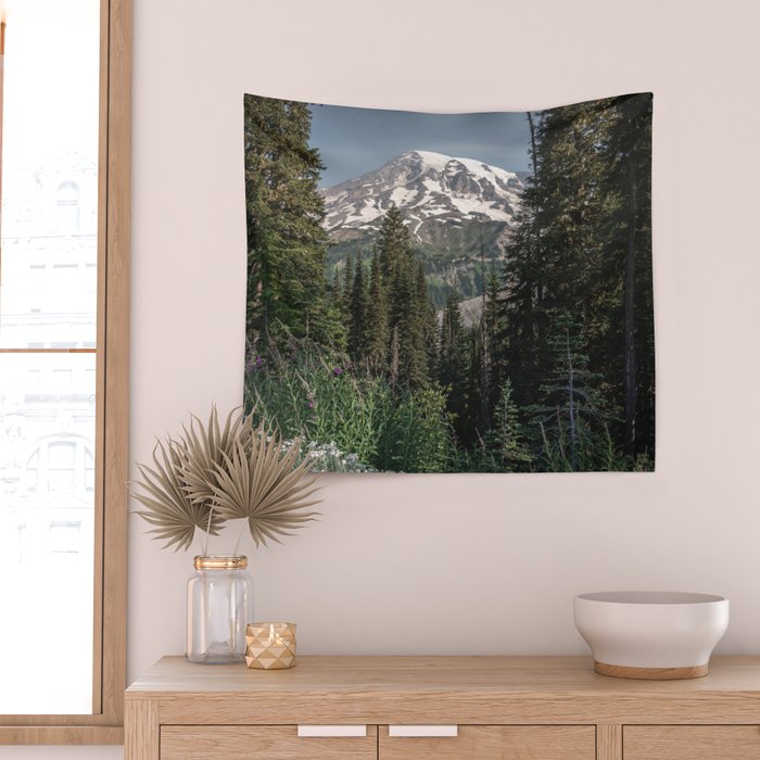 Mount Rainier Wanderlust II - Pacific Northwest Mountain Adventure Wall Tapestry Gallery Image 2