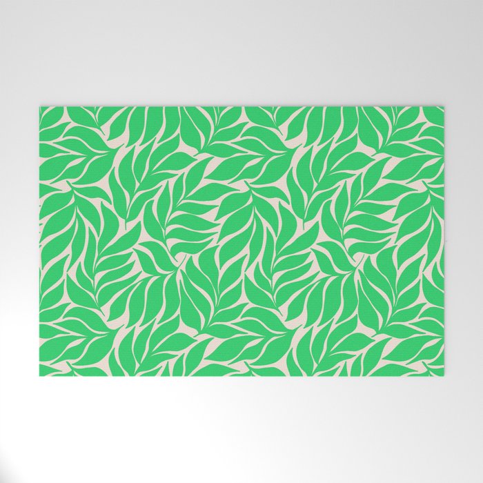 Green Palm Leaves Pattern Welcome Mat Gallery Image 1
