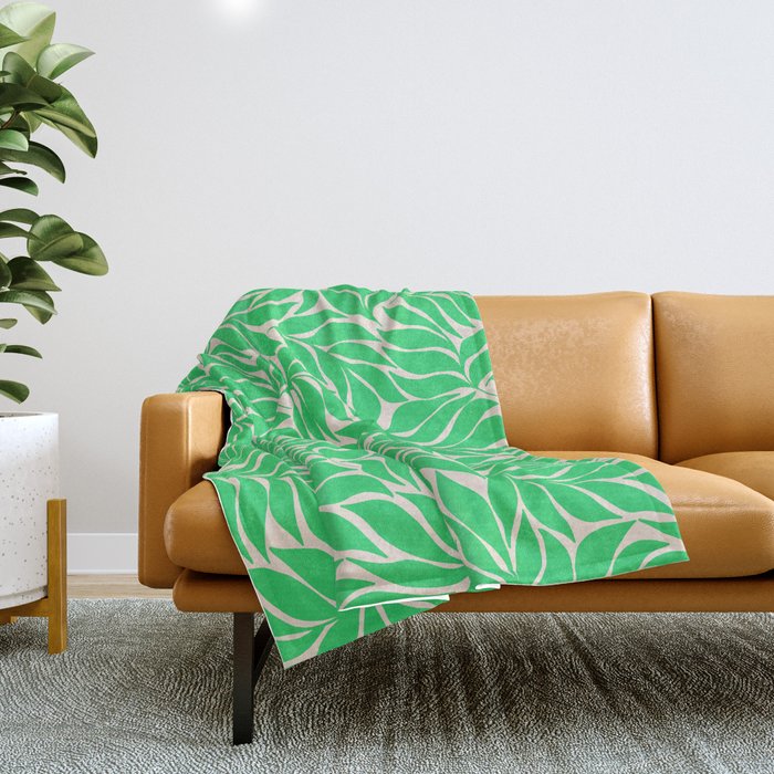Green Palm Leaves Pattern Throw Blanket Gallery Image 1