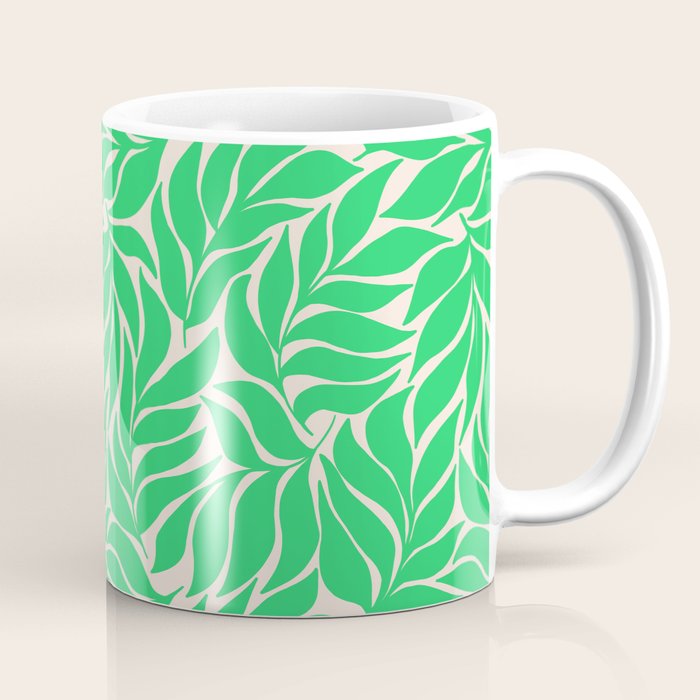 Green Palm Leaves Pattern Coffee Mug Gallery Image 1