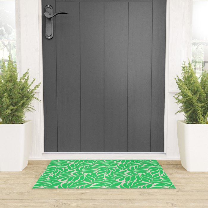 Green Palm Leaves Pattern Welcome Mat Gallery Image 3