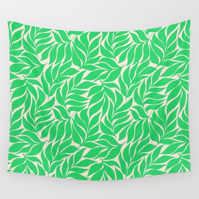 Green Palm Leaves Pattern Wall Tapestry Gallery Image 4