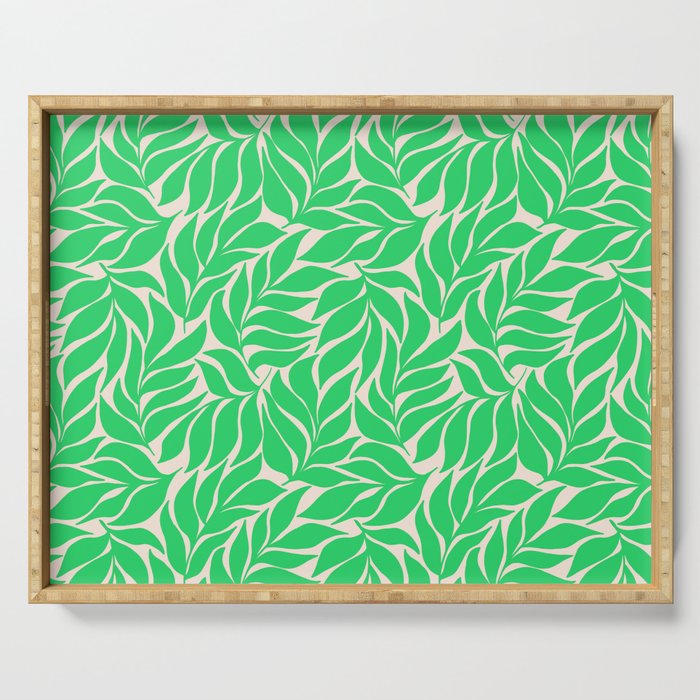 Green Palm Leaves Pattern Serving Tray Gallery Image 1