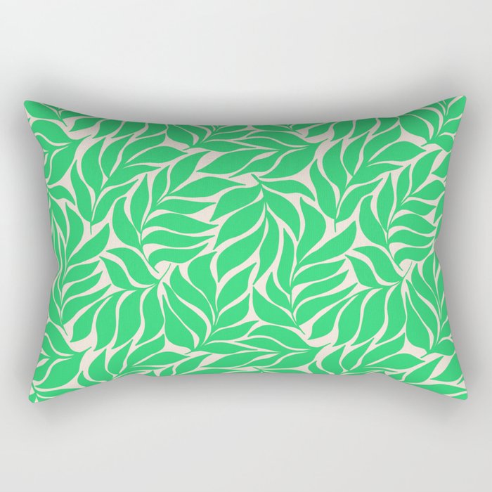 Green Palm Leaves Pattern Rectangular Pillow Gallery Image 1