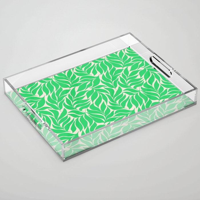 Green Palm Leaves Pattern Acrylic Tray Gallery Image 1