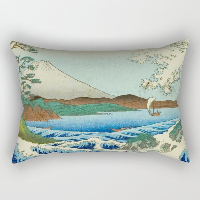 The Sea off Satta in Suruga Province (Suruga Satta kaijo), from the series "Thirty-six Views of Mount Fuji (Fuji sanjurokkei)" by Utagawa Hiroshige Rectangular Pillow Gallery Image 2