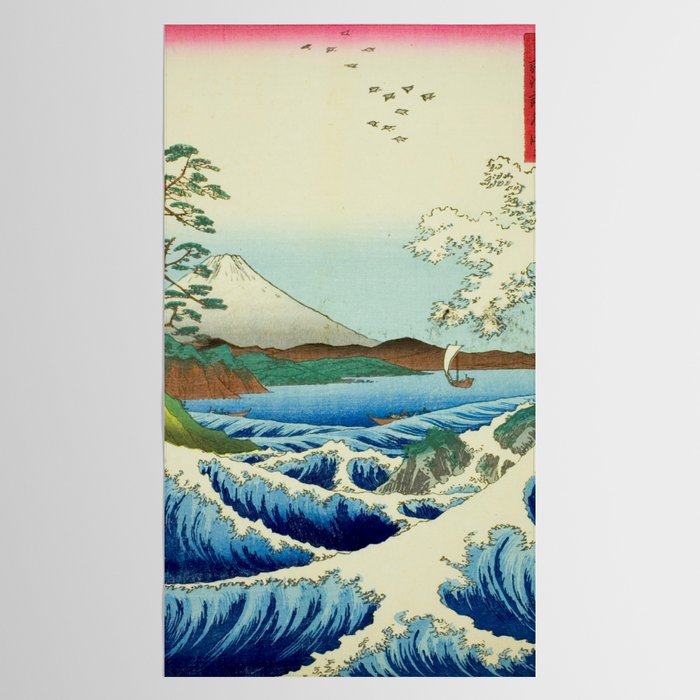 The Sea off Satta in Suruga Province (Suruga Satta kaijo), from the series "Thirty-six Views of Mount Fuji (Fuji sanjurokkei)" by Utagawa Hiroshige Tablecloth Gallery Image 2