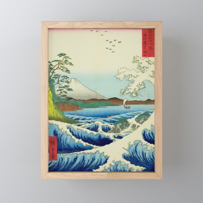 The Sea off Satta in Suruga Province (Suruga Satta kaijo), from the series "Thirty-six Views of Mount Fuji (Fuji sanjurokkei)" by Utagawa Hiroshige Mini Art Print Gallery Image 1