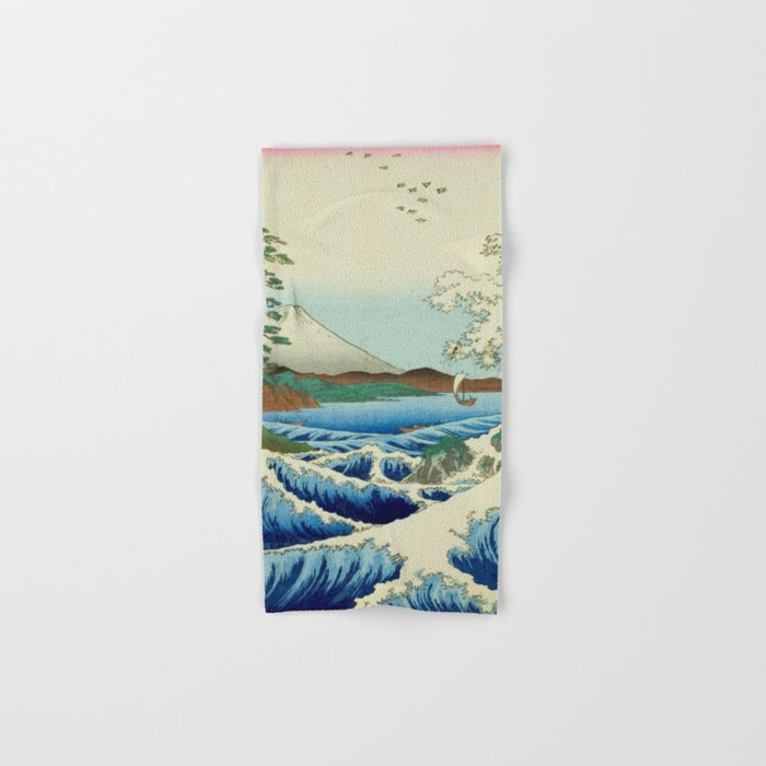 The Sea off Satta in Suruga Province (Suruga Satta kaijo), from the series "Thirty-six Views of Mount Fuji (Fuji sanjurokkei)" by Utagawa Hiroshige Bath Towel Gallery Image 1