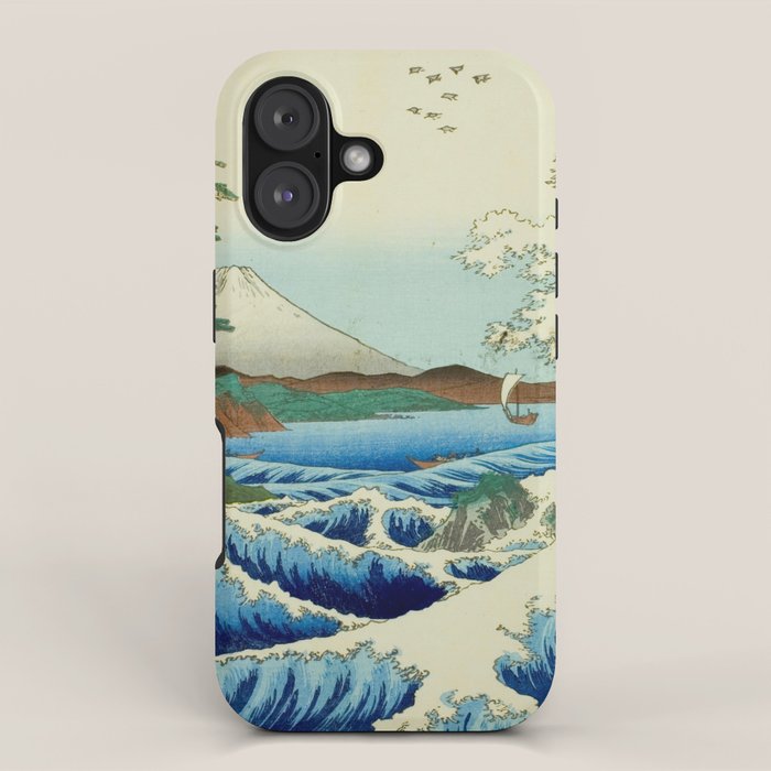 The Sea off Satta in Suruga Province (Suruga Satta kaijo), from the series "Thirty-six Views of Mount Fuji (Fuji sanjurokkei)" by Utagawa Hiroshige iPhone Case Gallery Image 1