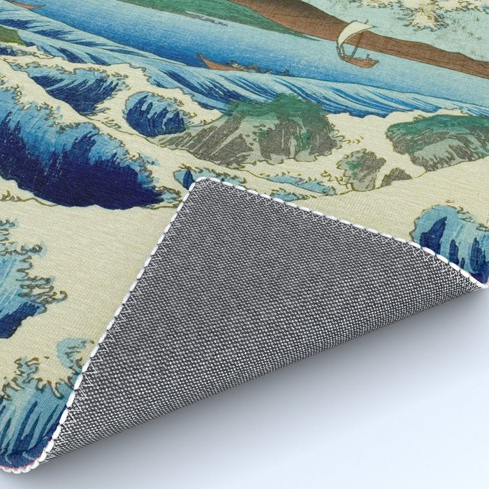 The Sea off Satta in Suruga Province (Suruga Satta kaijo), from the series "Thirty-six Views of Mount Fuji (Fuji sanjurokkei)" by Utagawa Hiroshige Rug Gallery Image 4