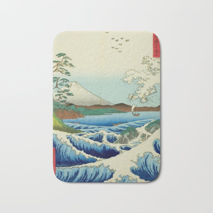 The Sea off Satta in Suruga Province (Suruga Satta kaijo), from the series "Thirty-six Views of Mount Fuji (Fuji sanjurokkei)" by Utagawa Hiroshige Bath Mat Gallery Image 1