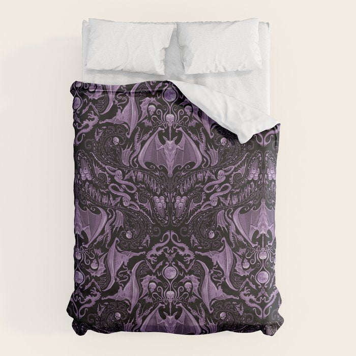 Bats and Beasts (Purple) Duvet Cover Gallery Image 1