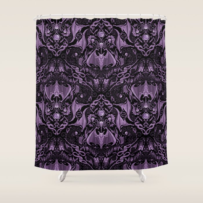 Bats and Beasts (Purple) Shower Curtain Gallery Image 1