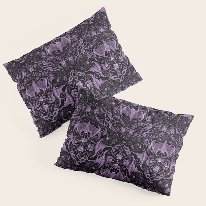 Bats and Beasts (Purple) Pillow Sham Gallery Image 1