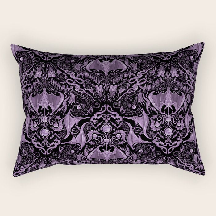 Bats and Beasts (Purple) Rectangular Pillow Gallery Image 2