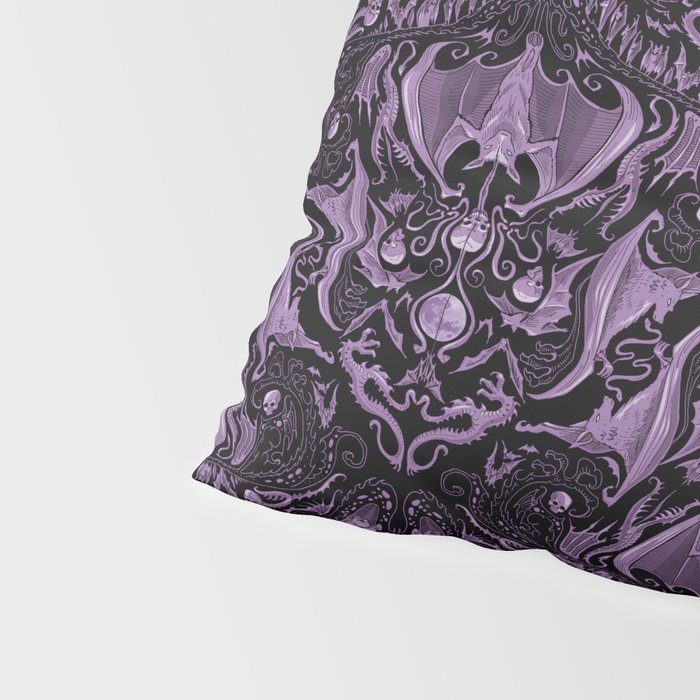 Bats and Beasts (Purple) Pillow Sham Gallery Image 4