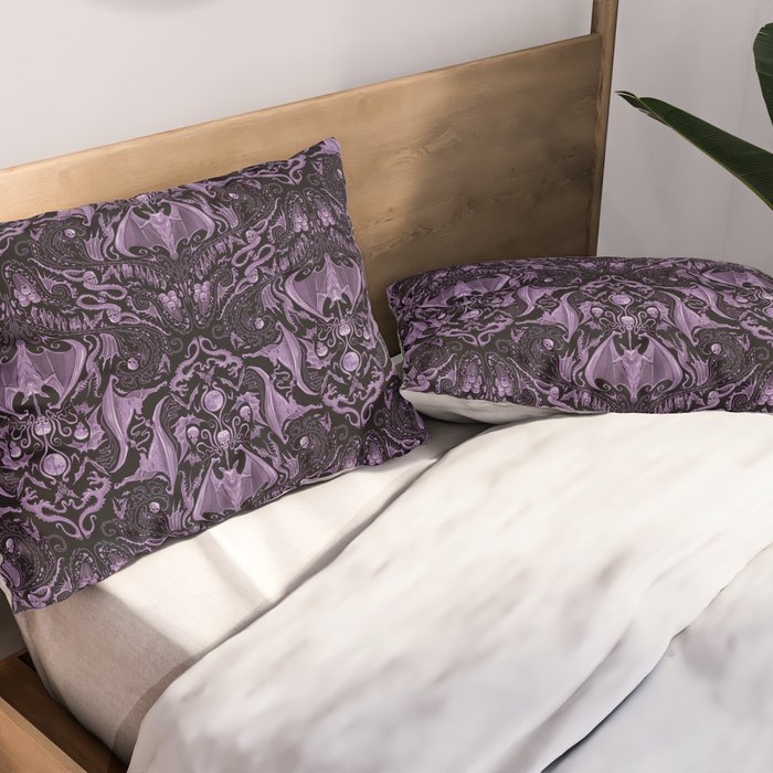 Bats and Beasts (Purple) Pillow Sham Gallery Image 2
